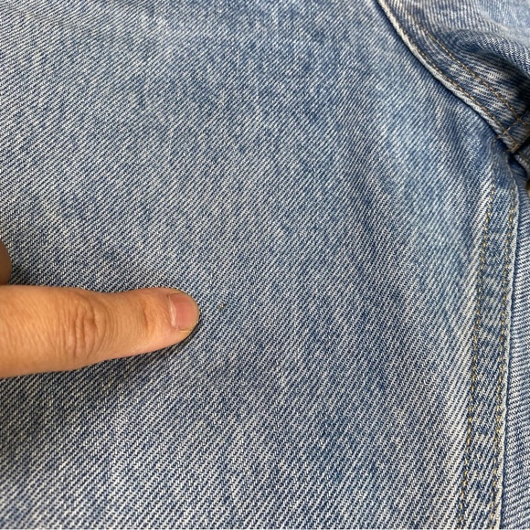 Agolde Blue Wash 90’s Mid Rise Distressed Straight Leg Jeans Size 24 - Picture 15 of 15